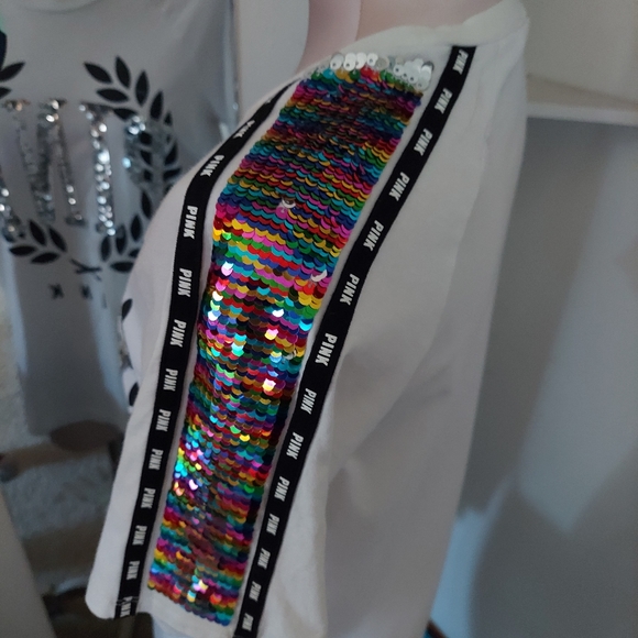 PINK Victoria's Secret Rainbow Bling/Flip Sequins|Yoga|Campus XS/M - Picture 4 of 9